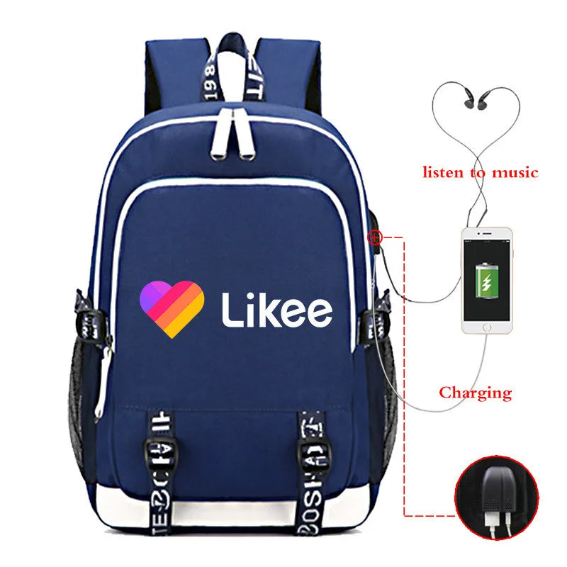 Student Travel Bag Laptop Backpack USB Charging Zipper Bookbag C235