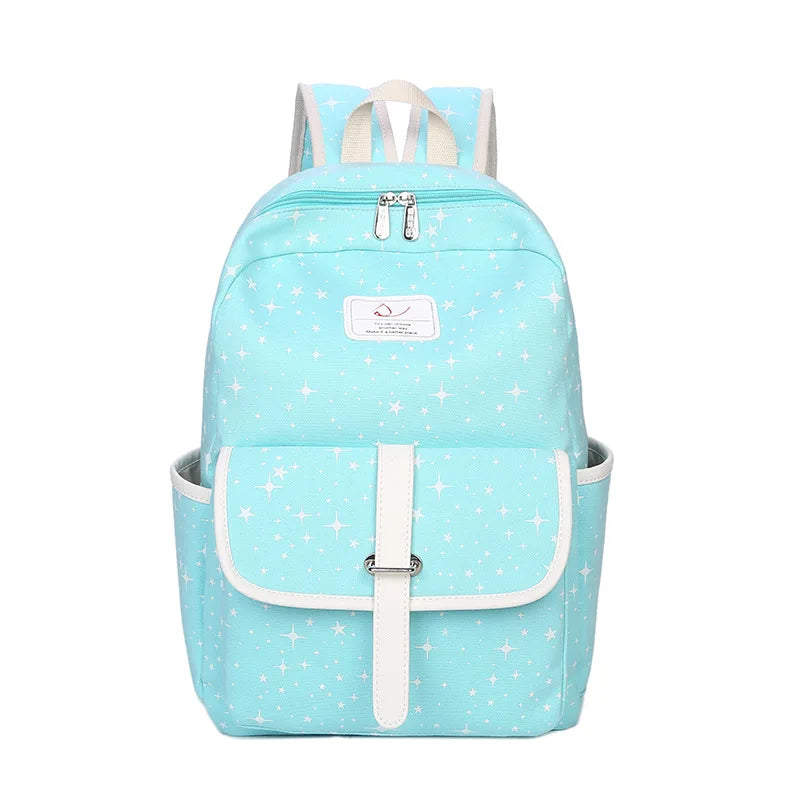 Canvas Starlight Printing Backpack for Teenager Girls