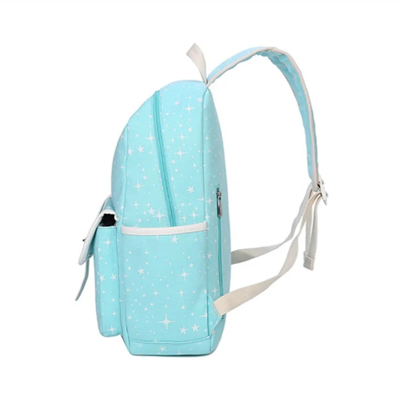 Canvas Starlight Printing Backpack for Teenager Girls