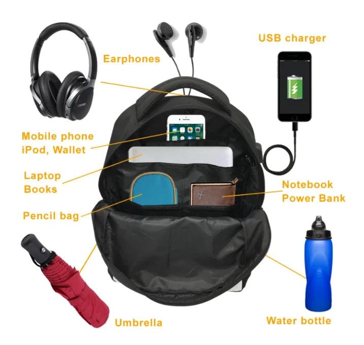 Quinn Print Backpack School Bags For Girls Bagpack Mochila Escolar USB Charging