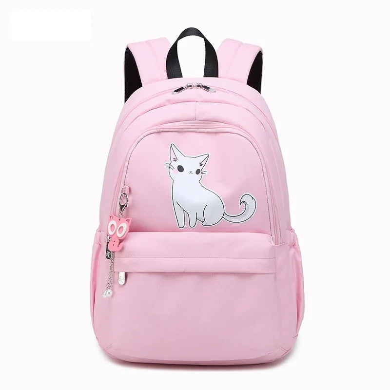Kitten Cat Print Backpack Girls Travel Shoulder Bag