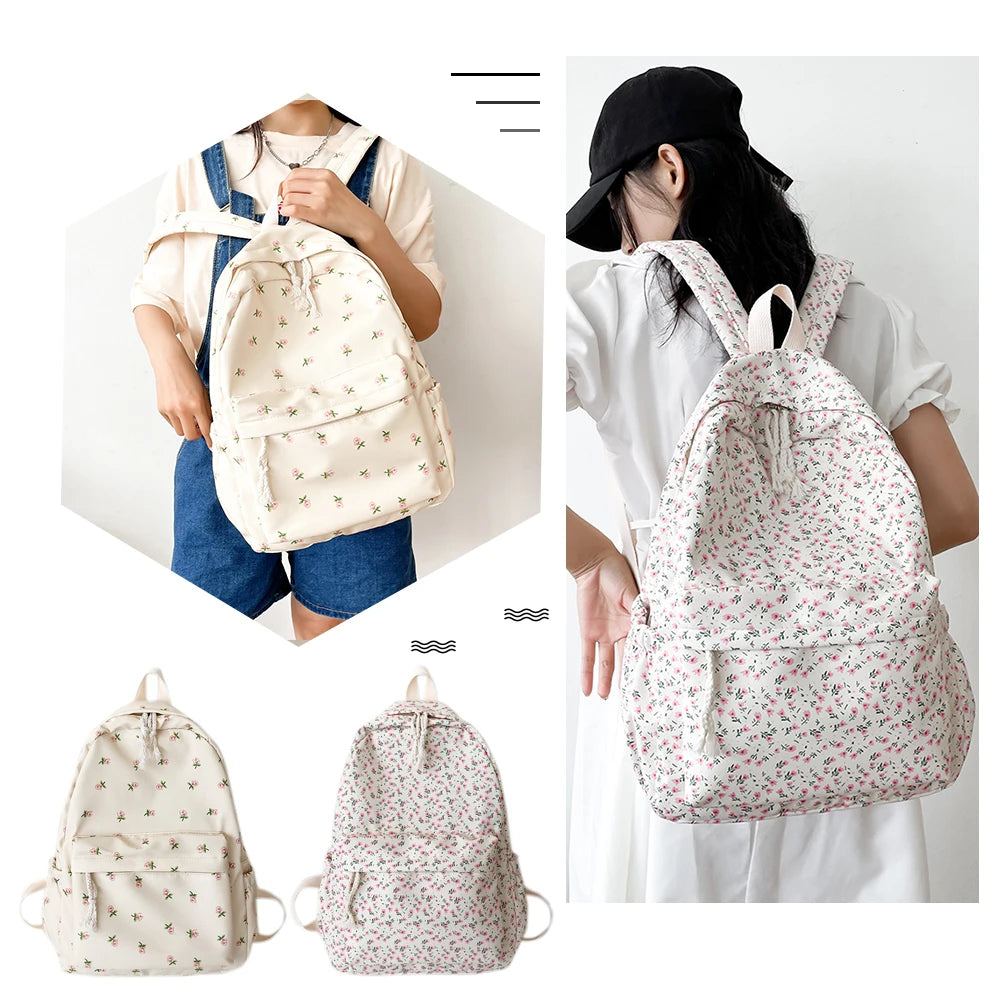 Women Floral Printing Backpack Casual School Bags