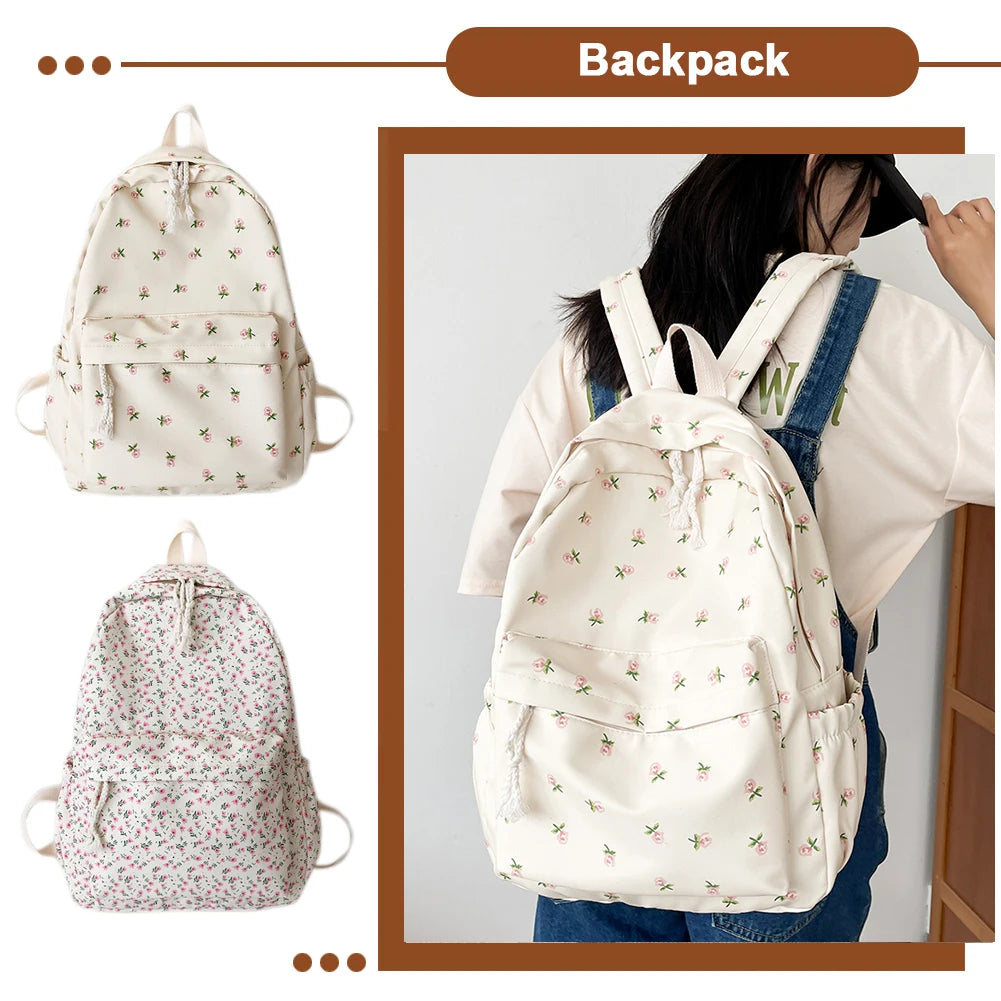 Women Floral Printing Backpack Casual School Bags