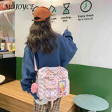 Plaid Nylon Schoolbag for Women Girl Travel