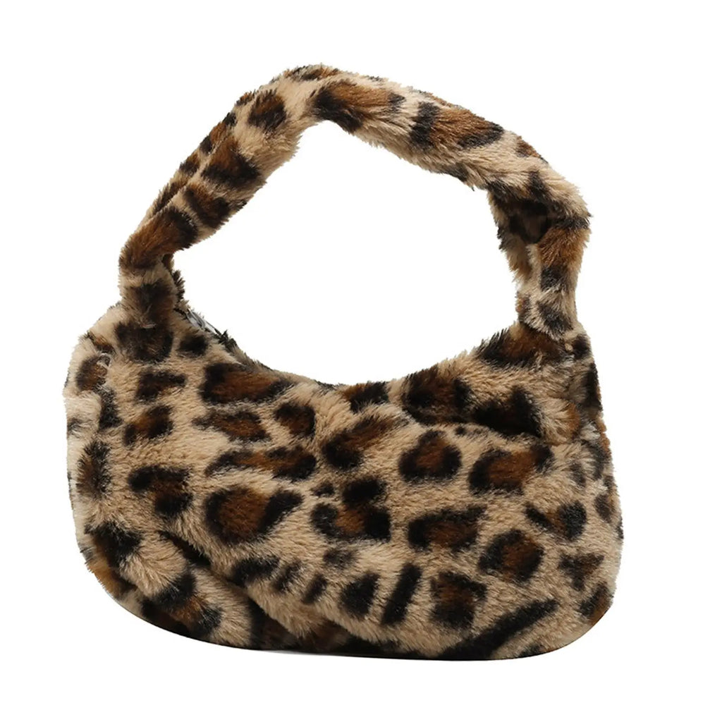 Leopard Pattern Shoulder Bag Lightweight Zipper Handbag for Travel