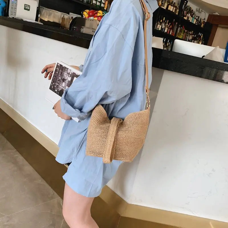 Straw Crochet Clutch Bag for Women Girlfriend Gift