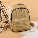 Women Straw Backpack Shoulder Bags Hand-Woven Handbags for Travel