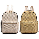 Women Straw Backpack Shoulder Bags Hand-Woven Handbags for Travel