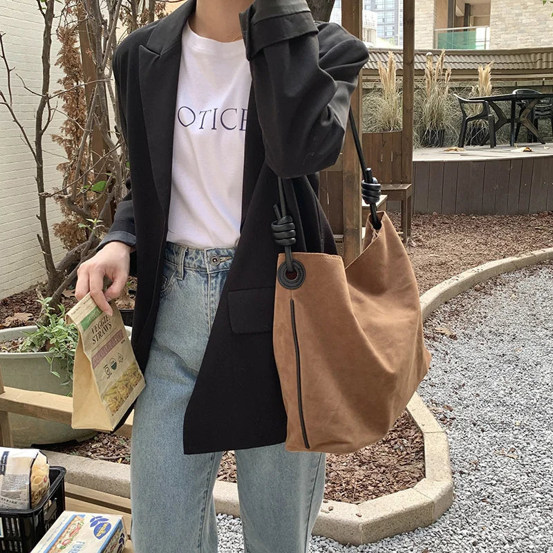 Suede Shoulder Side Bag Women Winter Large Capacity Crossbody Handbag