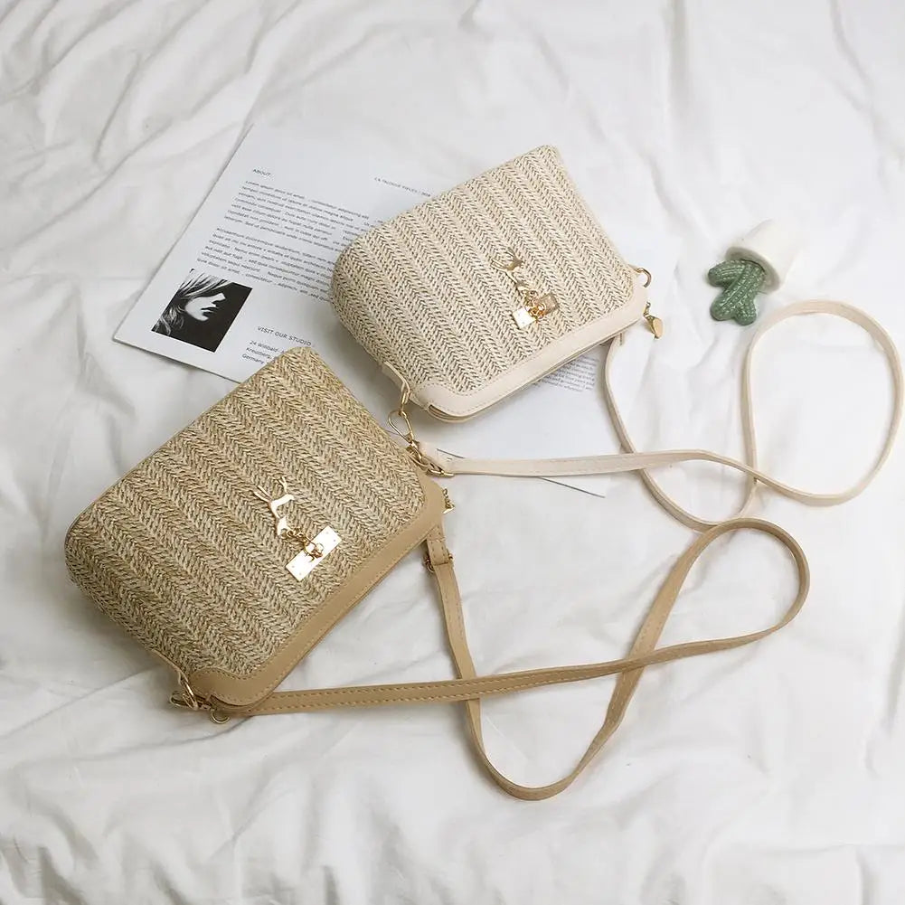 Summer Beach Straw Weave Shoulder Bag for Women