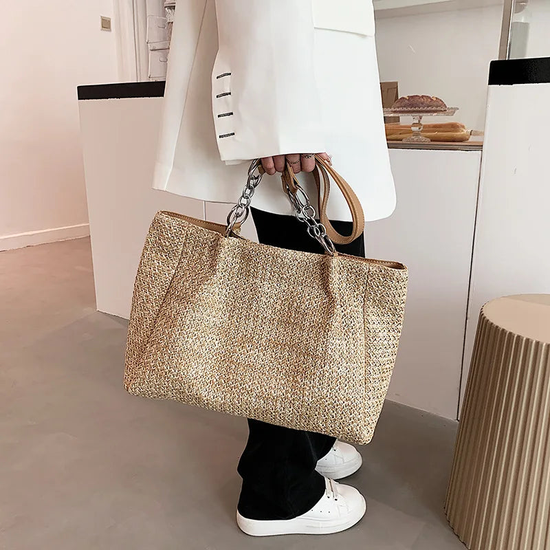 Summer Beach Straw Shoulder Bags for Women Large Capacity Woman Handbags