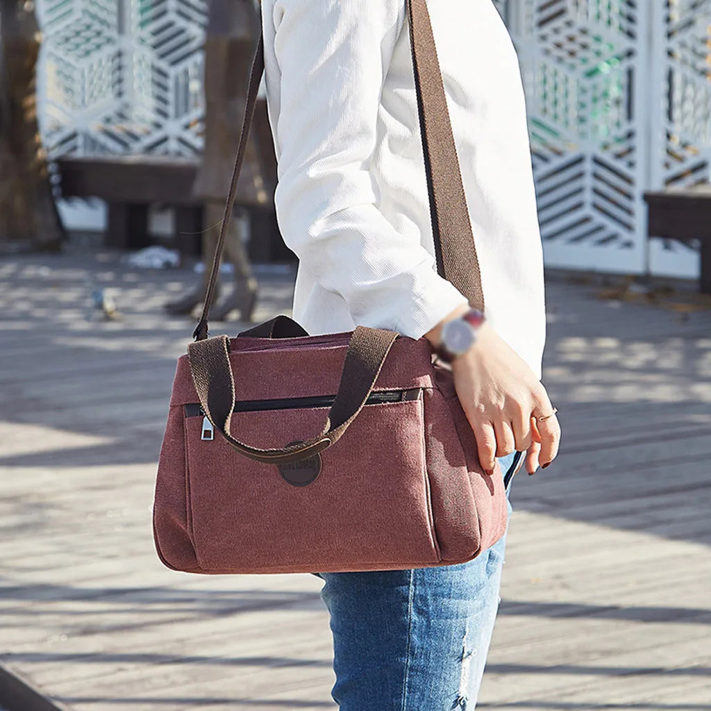 Casual Solid Shoulder Bag Messenger Bag Student School Travel Shopping Bag