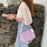 Summer Beaded Chain Shoulder Bag Women Portable Underarm Bags PU Handbags