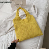 Summer Knitting Tote Bag Large Capacity Shoulder Bag Casual Retro Woman Bolsas