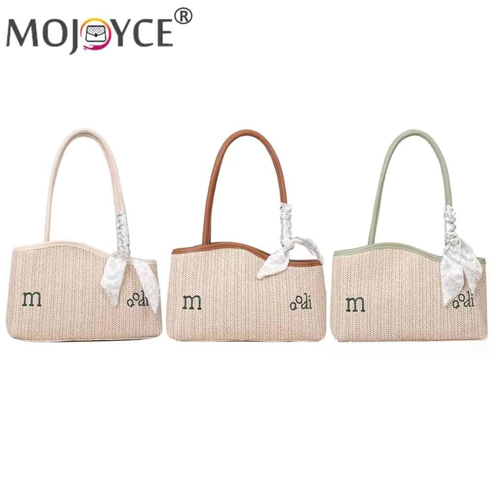 Summer Straw Shoulder Bag Woven Tote Handbag