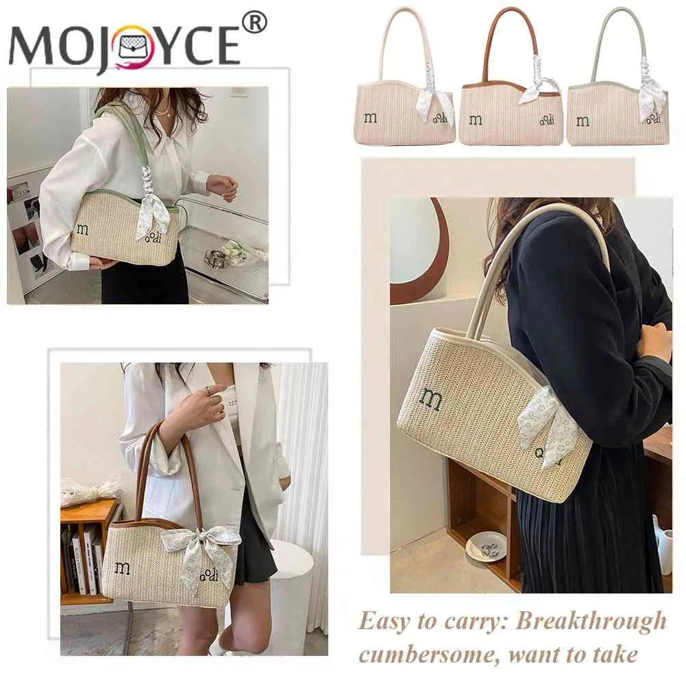 Summer Straw Shoulder Bag Woven Tote Handbag