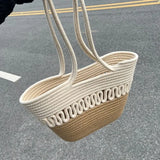 Summer Large Capacity Woven Shoulder Bags Women Shopping All-match Totes