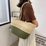 Summer Large Capacity Woven Shoulder Bags Women Shopping All-match Totes