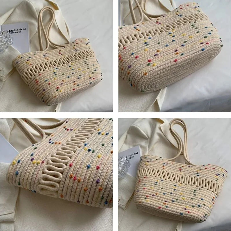 Summer Large Capacity Woven Shoulder Bags Women Shopping All-match Totes