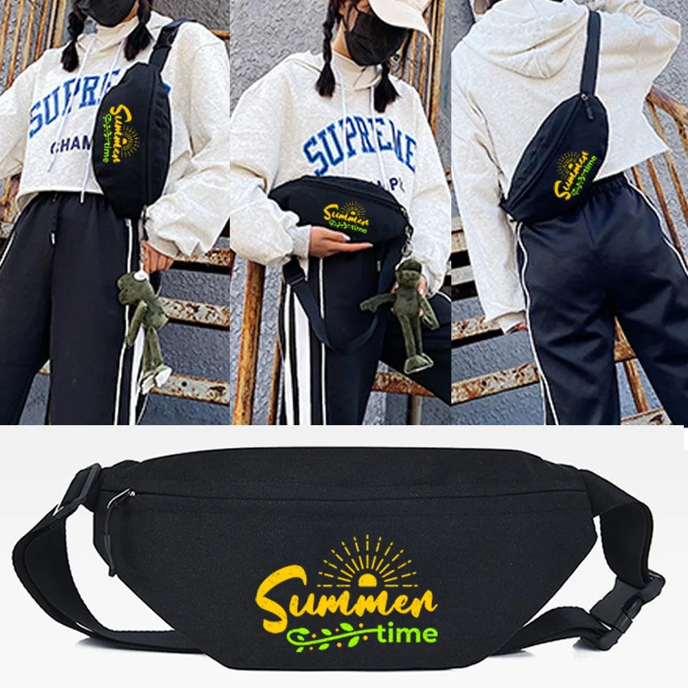 Summer Letter Print Waist Bag Running Chest Pack Sports Crossbody Bag