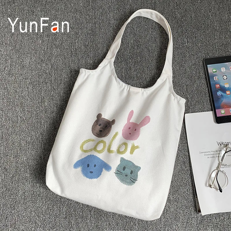 Summer Canvas Bag Lightweight Girl Shoulder Bag School Style