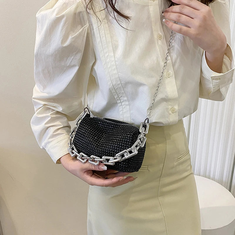 Summer Travel Shoulder Handbags Purses with Bling Diamond Small Crossbody