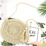 Round Soft Paper Rope Shoulder Bag Tassel Straw Crossbody Bag