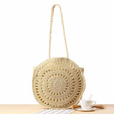 Summer Round Straw Bag For Women Woven Handbag Ladies Rattan Shoulder Bag