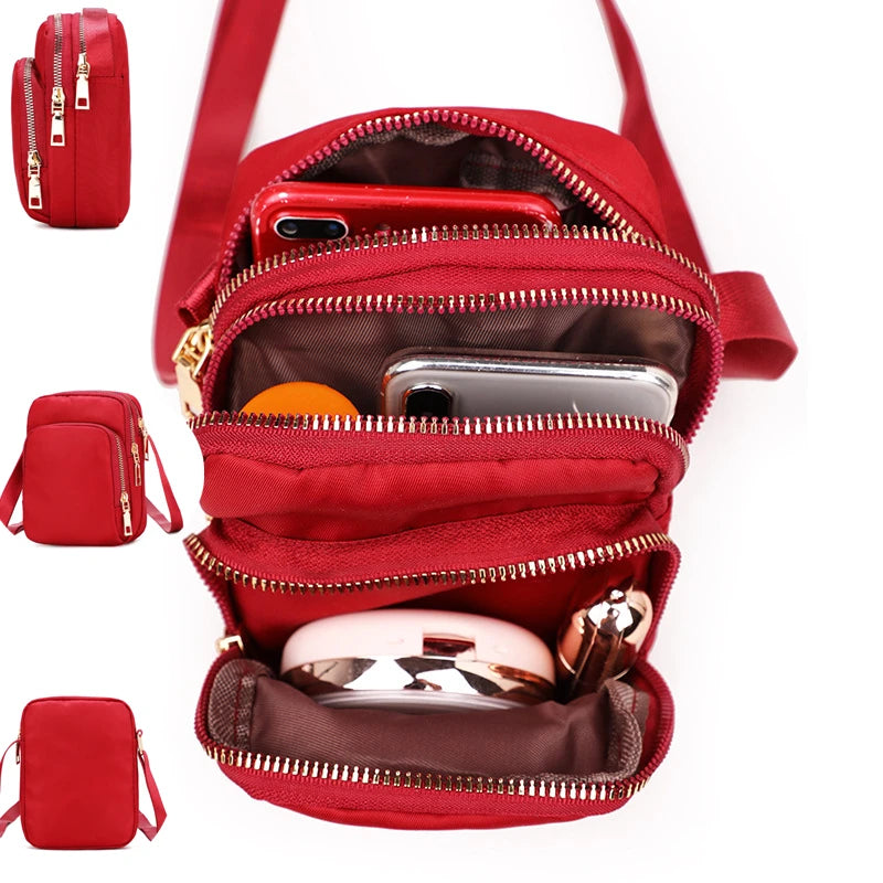 Summer Small Shoulderbag Women Girl Nylon Crossbody Bag Lightweight Phone Wallet