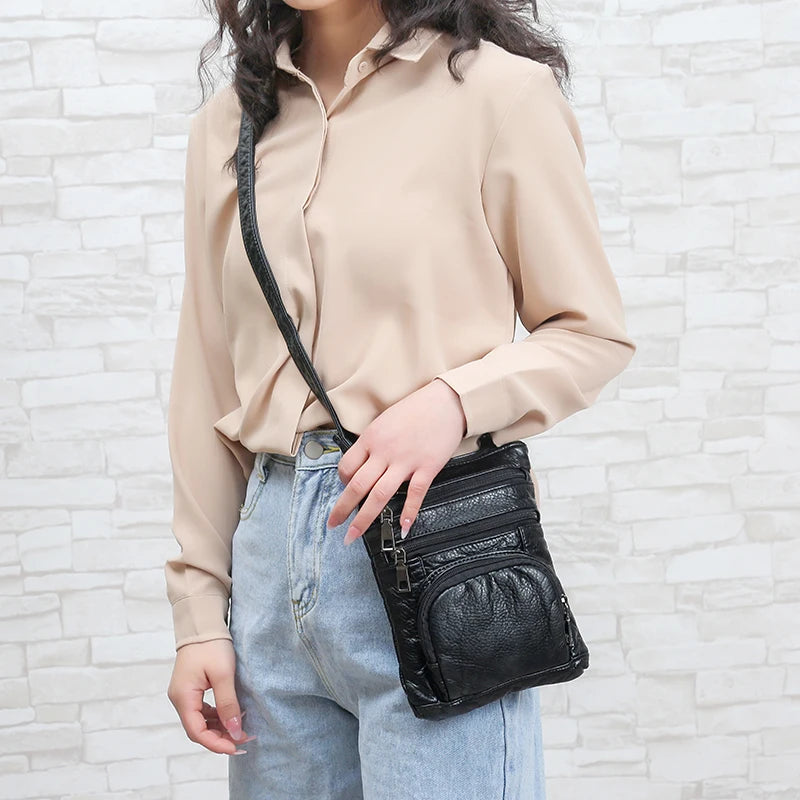 Summer Small Bag Soft Wash PU Leather Handbags Women Shoulder Bags High Ladies H