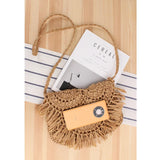 Summer Straw Beach Bag Tassel Rattan Woven Handbag Vacation Shoulder Crossbody