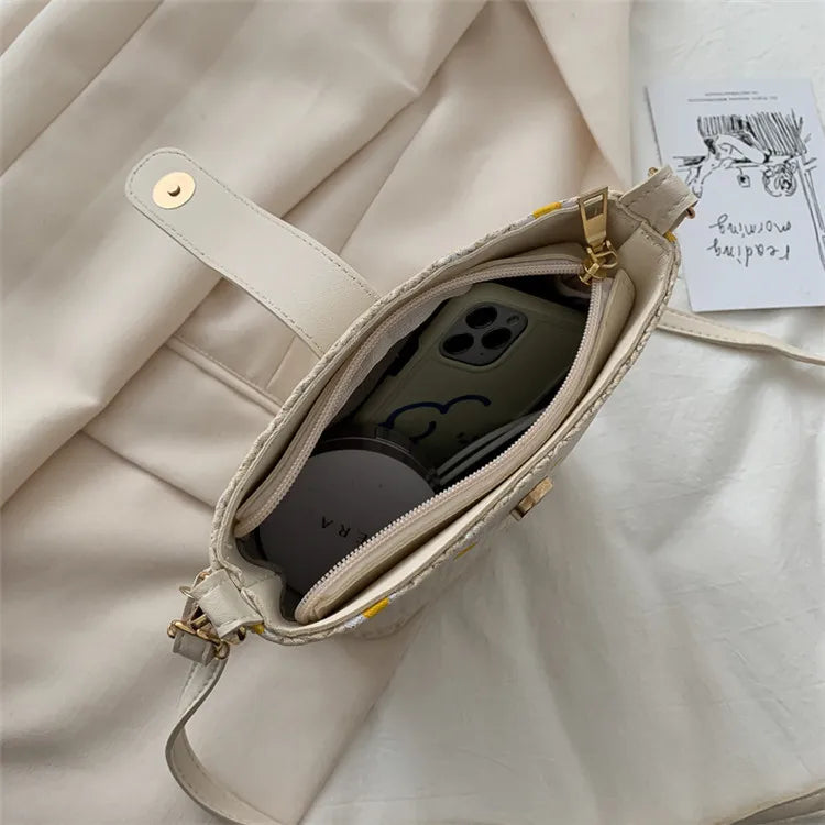 Summer Straw Crossbody Bags Women Handbags Knitted Boho Bag Female