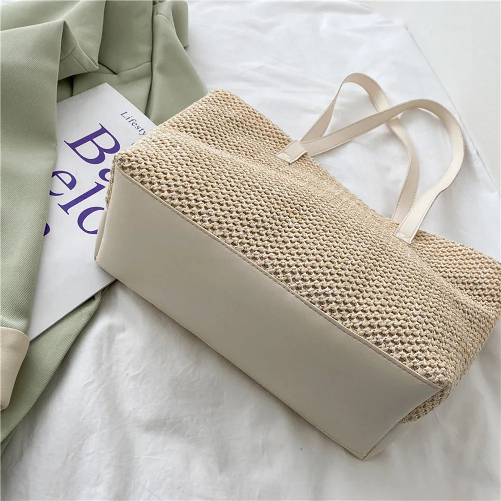Straw Woven Underarm Bag Large Capacity Shoulder Beach Travel Handbag