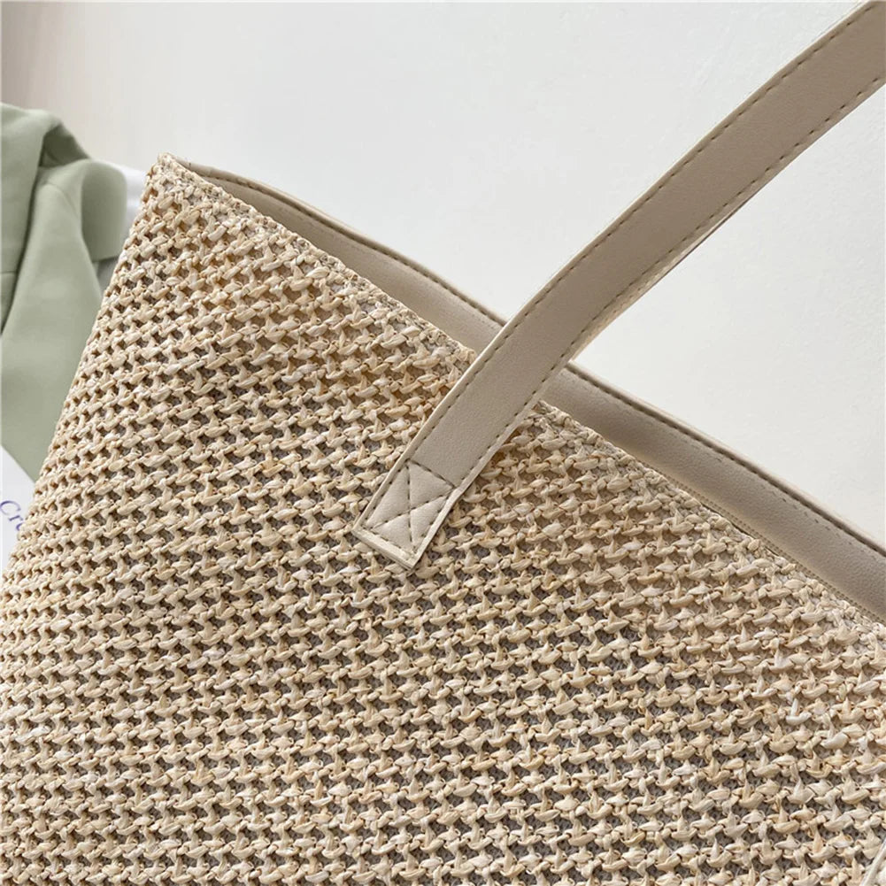 Straw Woven Underarm Bag Large Capacity Shoulder Beach Travel Handbag