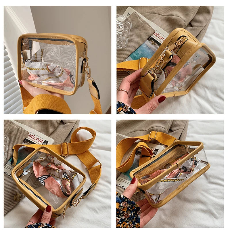 Summer Travel PVC Shoulder Messenger Bags Clear Tote Bags For Women