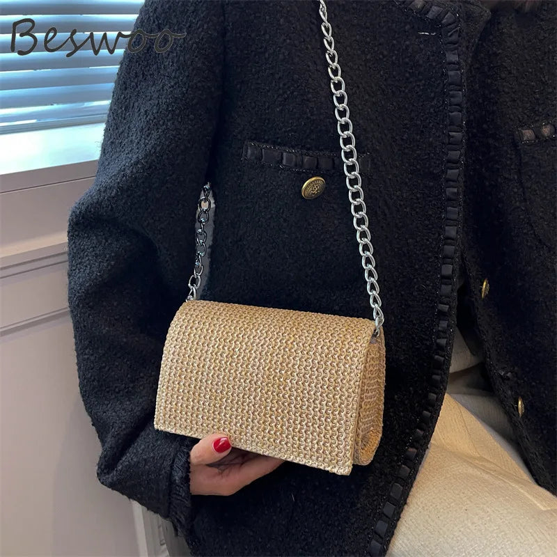 Straw Weave Crossbody Bag for Women Small Purses Handbags