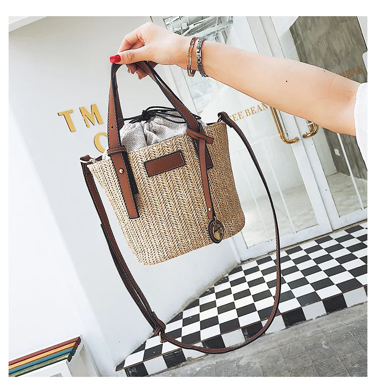 Summer Straw Tote Bag Beach Cross Body Bag for Women