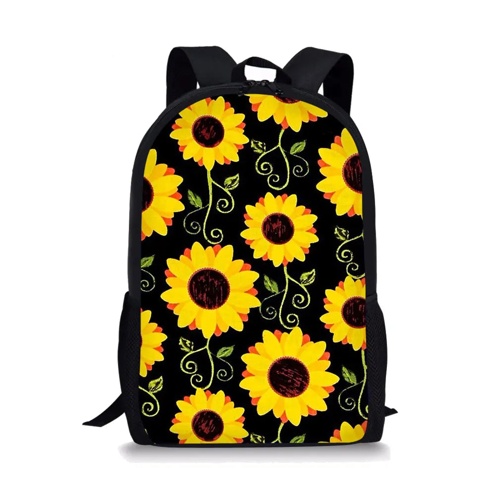 Sunflower Pattern Print School Bags Daily Travel Climbing Durable Backpack