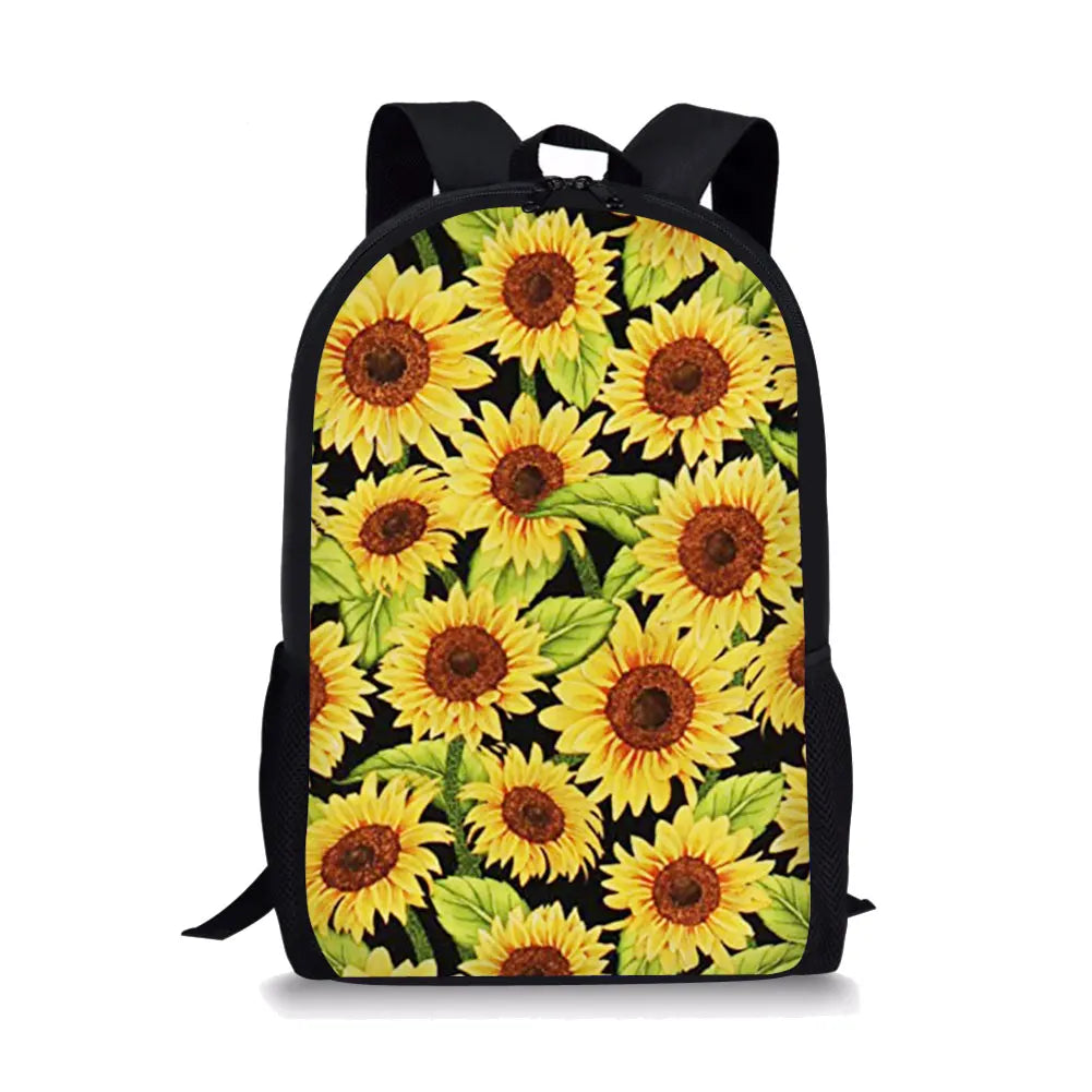 Sunflower Pattern Print School Bags Daily Travel Climbing Durable Backpack