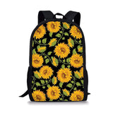 Sunflower Print School Backpack Set for Teenager