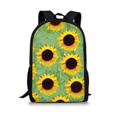 Sunflower Print School Backpack Set for Teenager