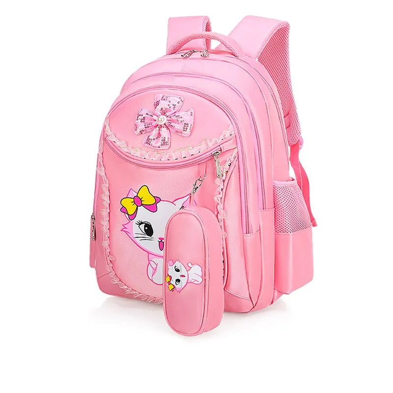 Sweet Cat Cartoon School Bags Girl Princess Backpacks Mochila Infantil