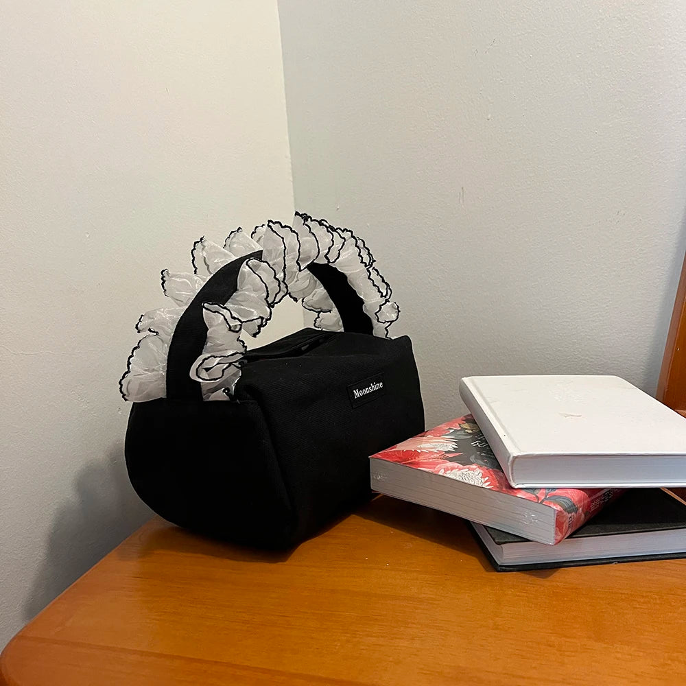 Sweet Lace Clutch Purse Canvas Handbags Cosmetic Bag