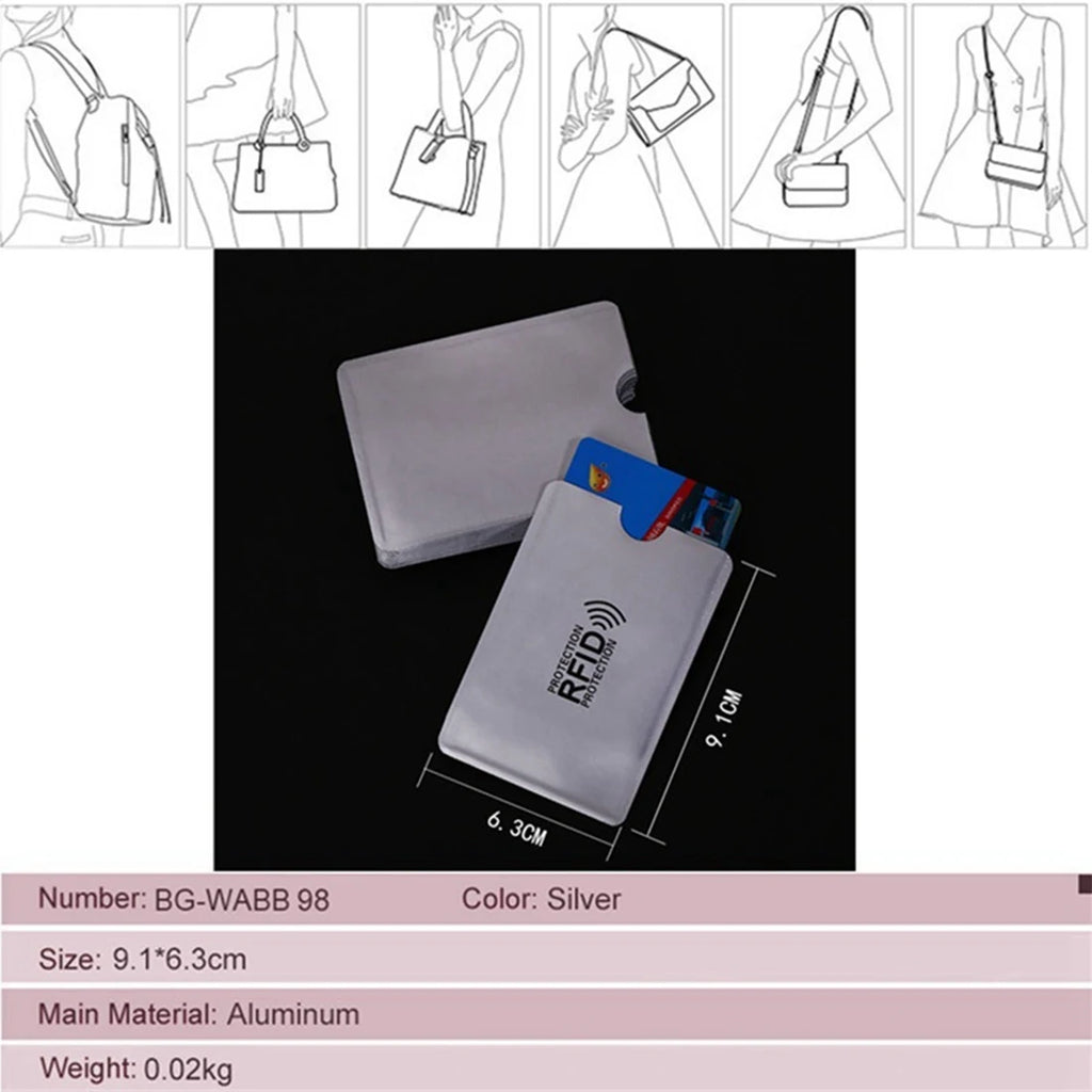 10pcs Aluminum Foil Anti Degaussing Card Cover RFID Shielding Bag