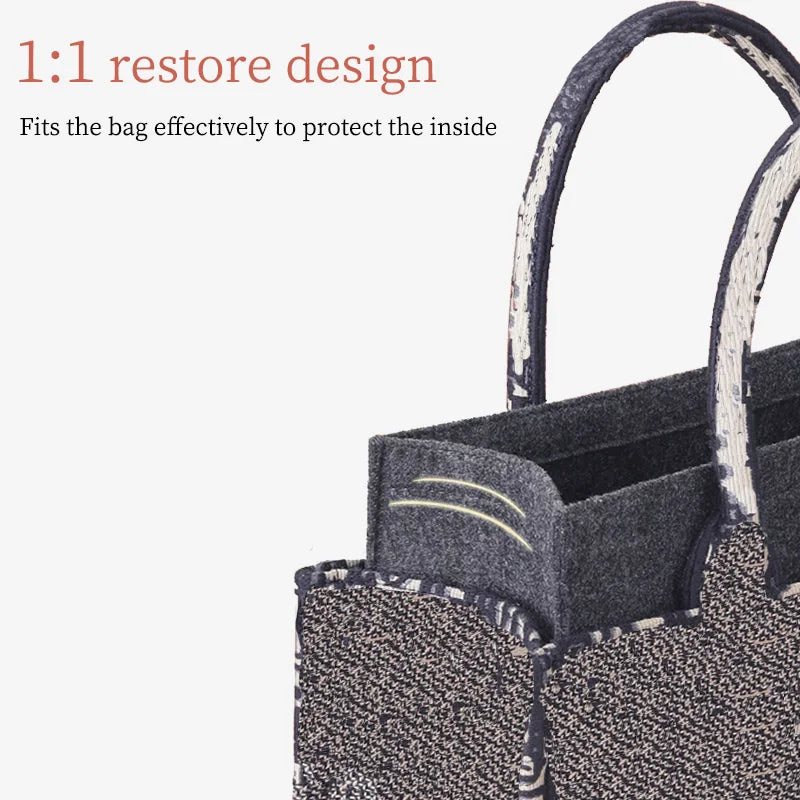 Felt Tote Bag Organizer Insert Zipper Handbag Shaper