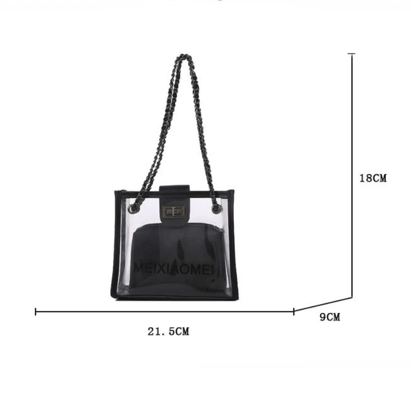 Printed Transparent PVC Leather Shoulder Bag Large Capacity Handbag