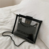 Printed Transparent PVC Leather Shoulder Bag Large Capacity Handbag