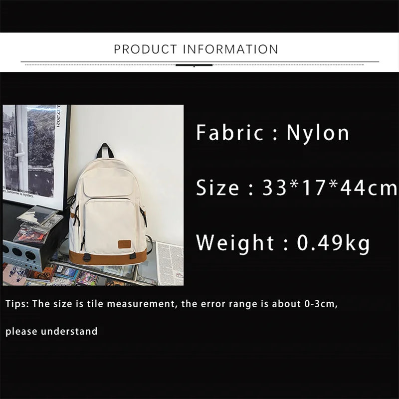 Casual Pure Women Backpack Men Contrast Schoolbag Laptop Bags