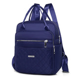 Diamond Checker Backpack Woman Embroidered Oxford Shoulder Bag