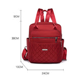 Diamond Checker Backpack Woman Embroidered Oxford Shoulder Bag